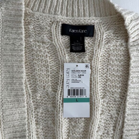 Karen Kane Cream Golden Hour Cable Knit Cardigan Size Large NWT - Picture 3 of 6